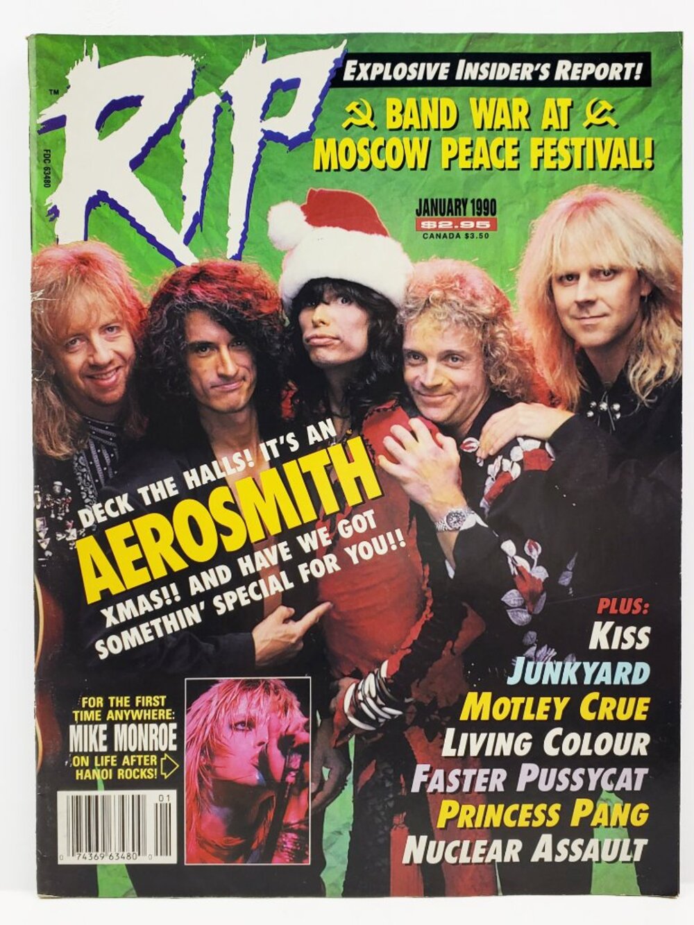 RIP Magazine VTG 1990 Aerosmith KISS Motley Crue Nintendo Moscow Peace Festival